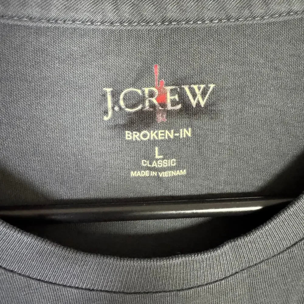 J.Crew Broken-In Pocket Tee Mens Large Gray Cotton Crew Neck Short Sleeve Casual